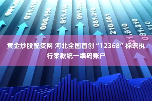 黄金炒股配资网 河北全国首创“12368”标识执行案款统一编码账户